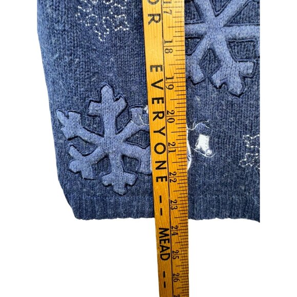 Croft & Barrow Womens  Snowman & Snowflake Cardigan Sweater Small Blue Ramie & A - Picture 7 of 13